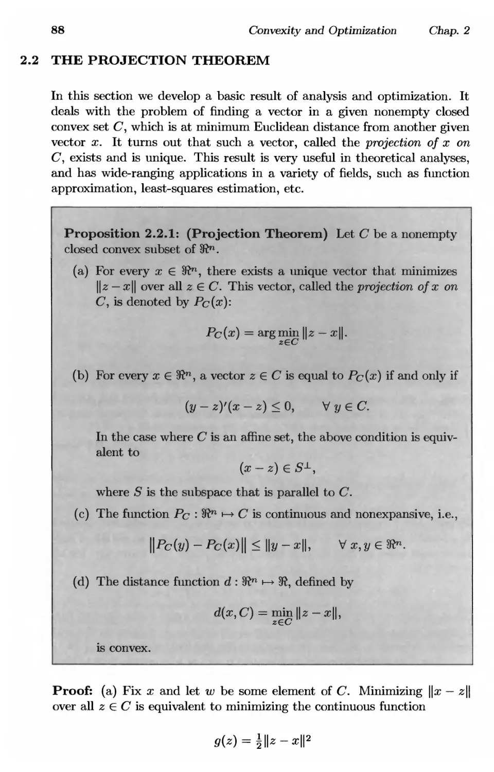 2.2. The Projection Theorem 88