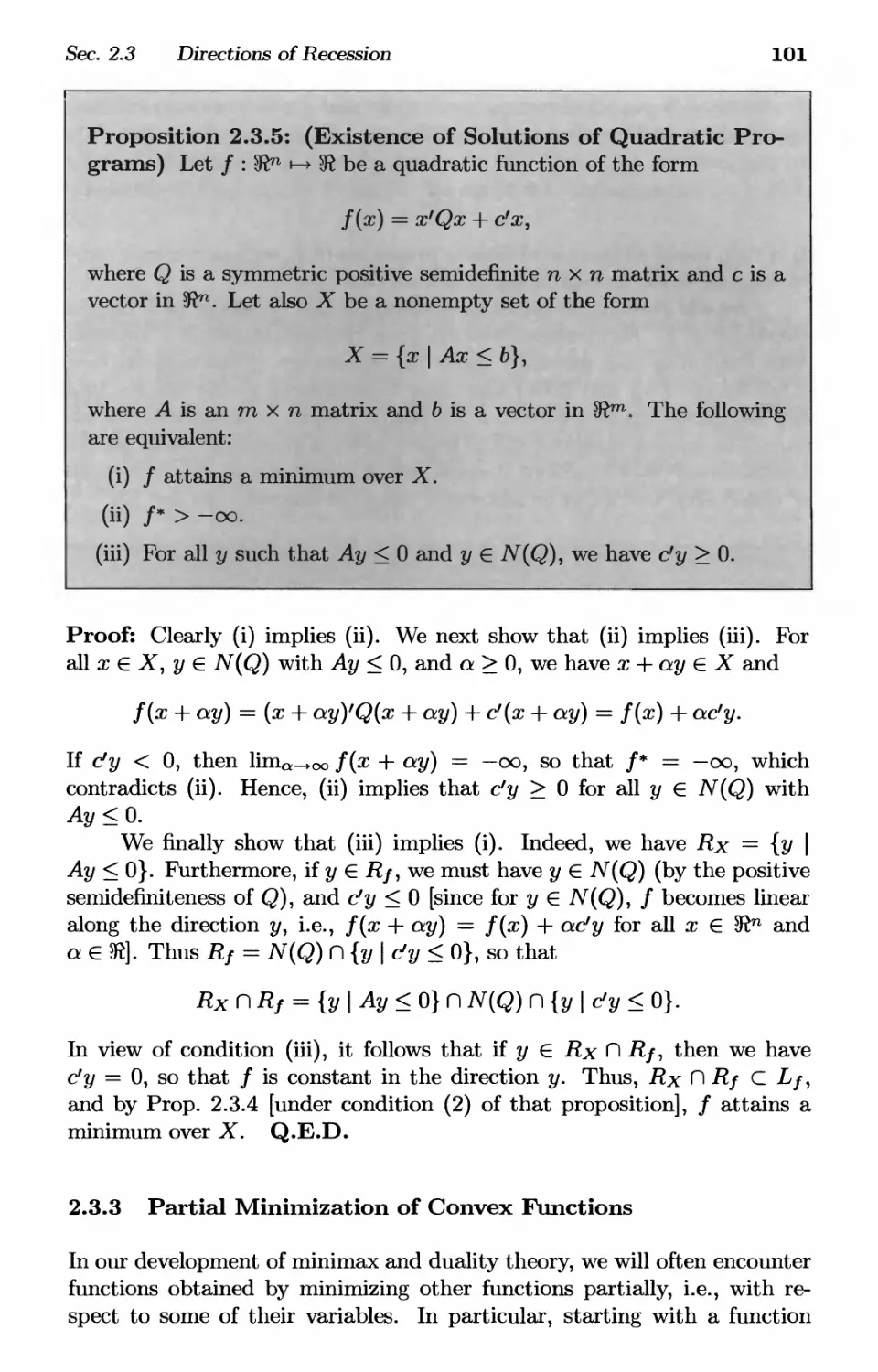 2.3.3. Partial Minimization of Convex Functions101