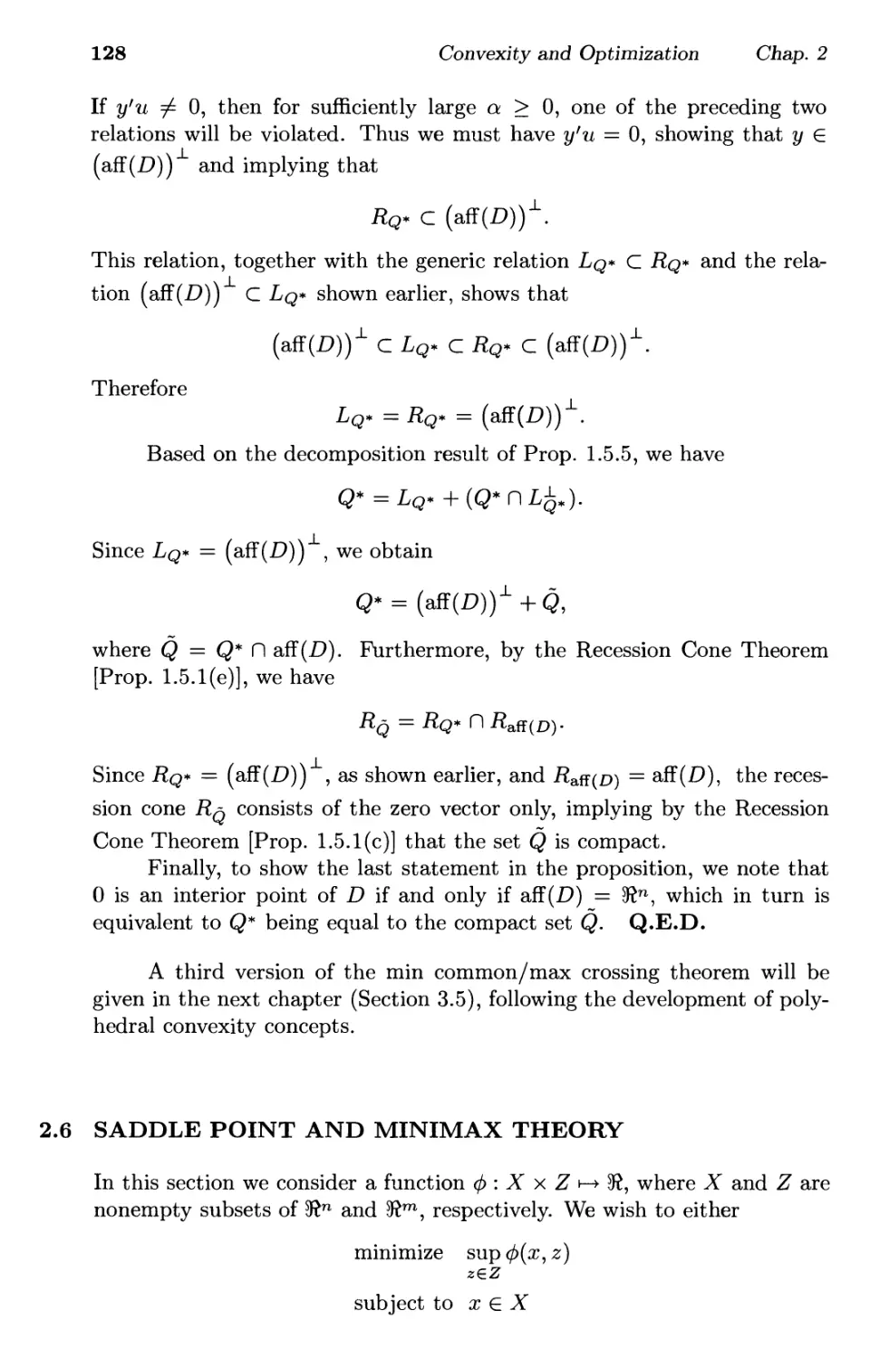 2.6. Saddle Point and Minimax Theory 128