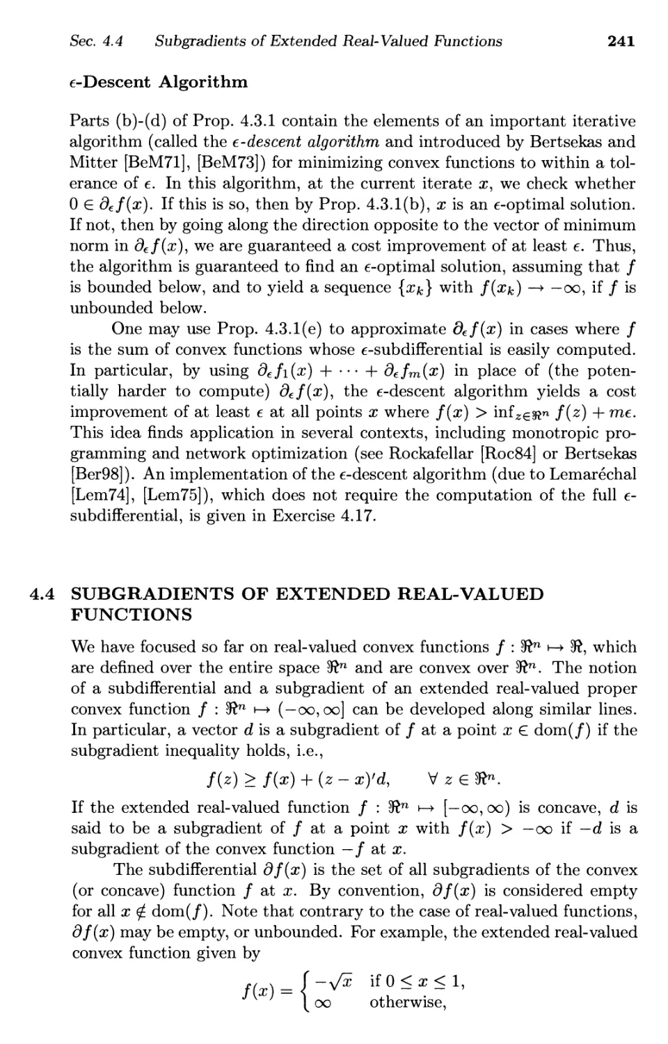 4.4. Subgradients of Extended Real-Valued Functions 241