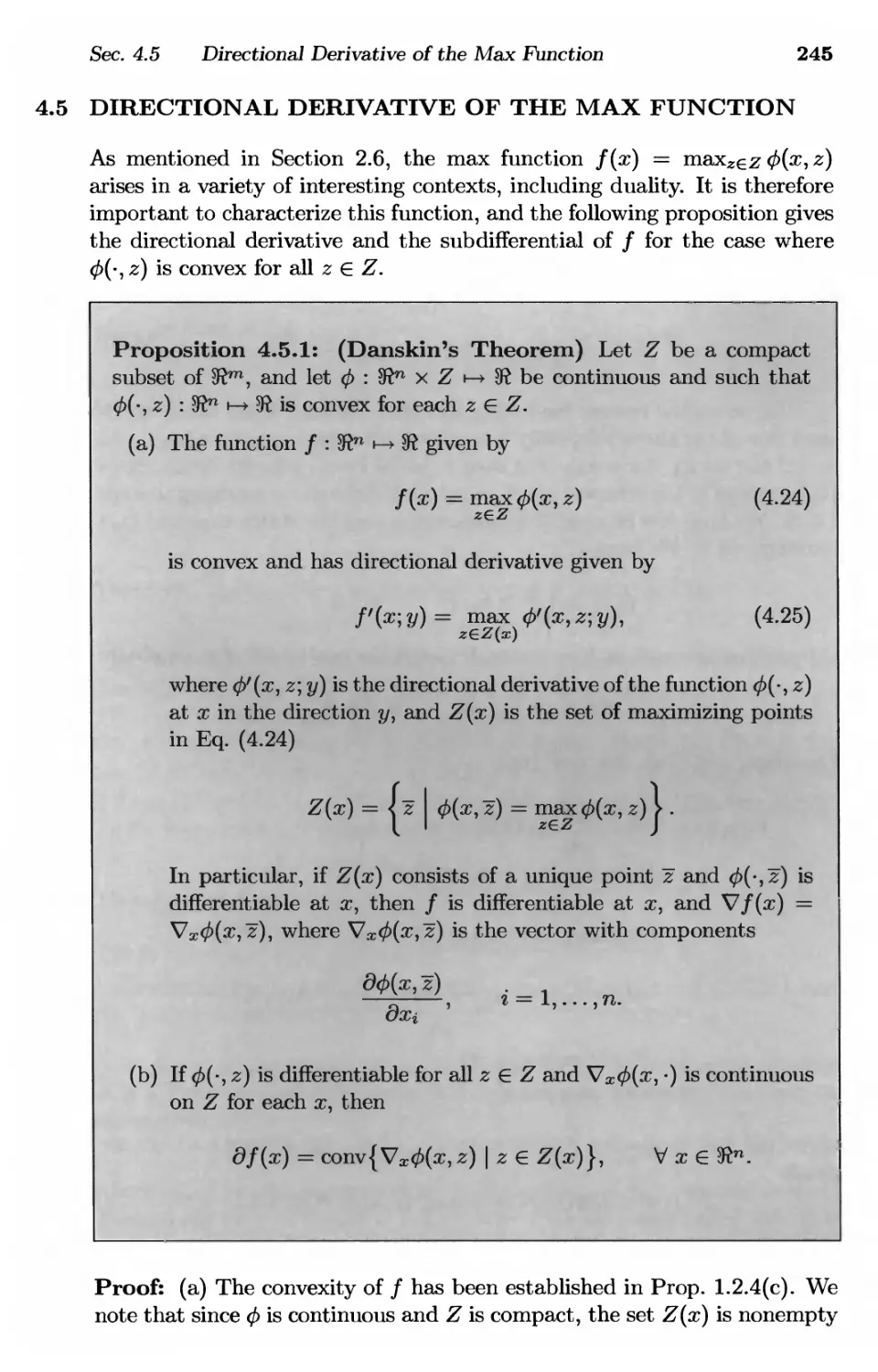 4.5. Directional Derivative of the Max Function 245