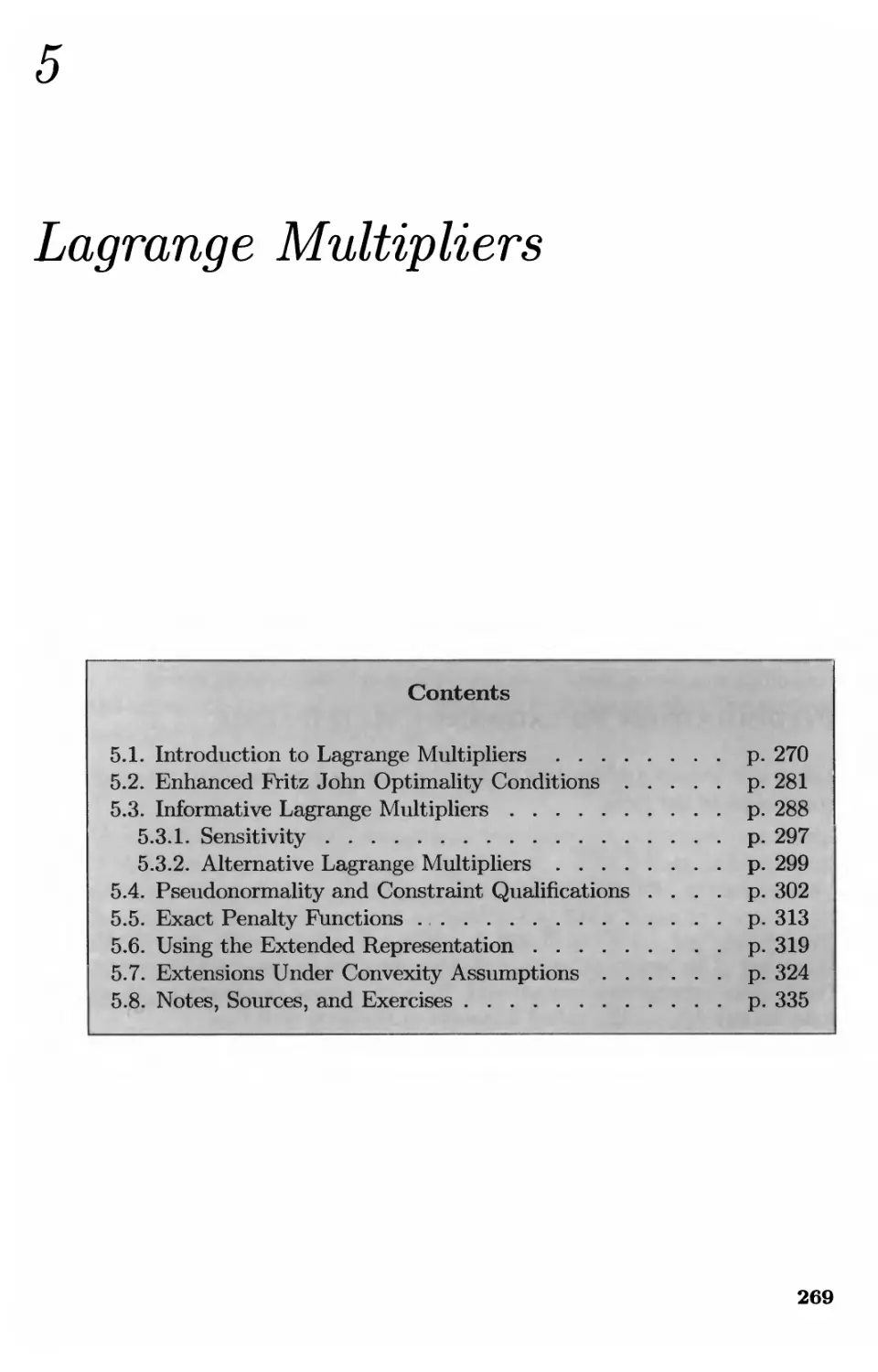 5. Lagrange Multipliers  269