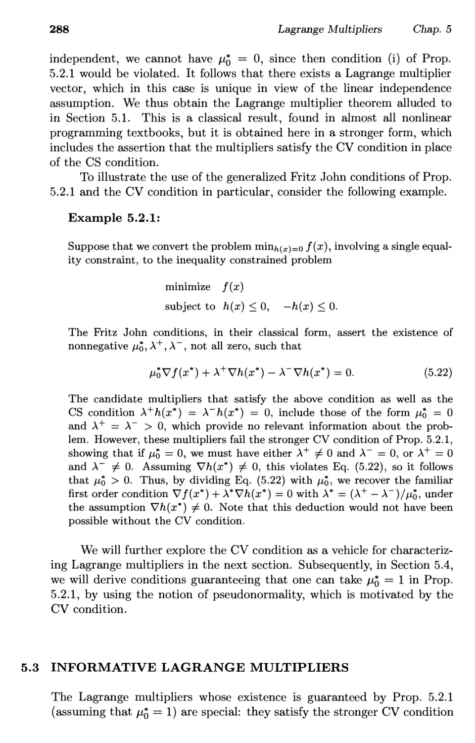 5.3. Informative Lagrange Multipliers 288