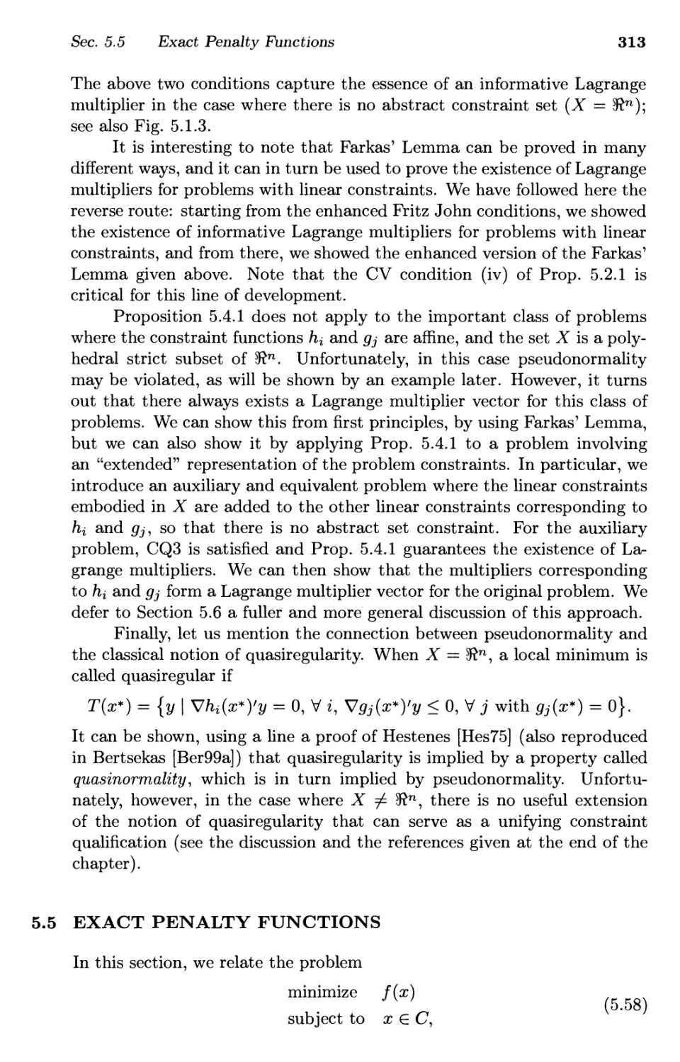 5.5. Exact Penalty Functions 313