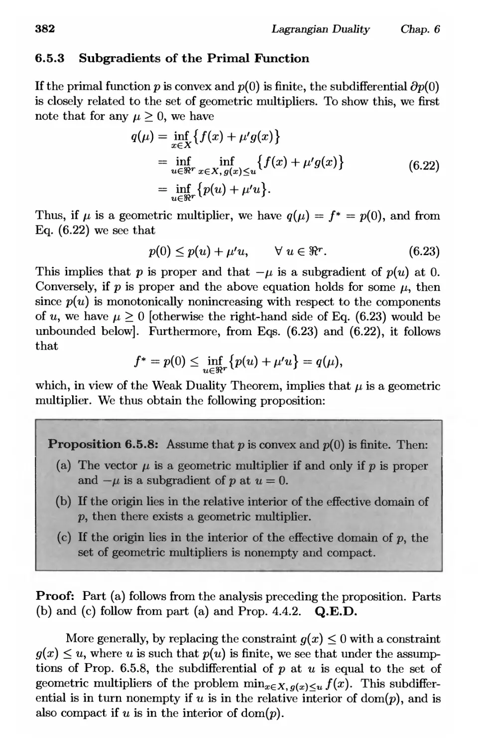 6.5.3. Subgradients of the Primal Function 382