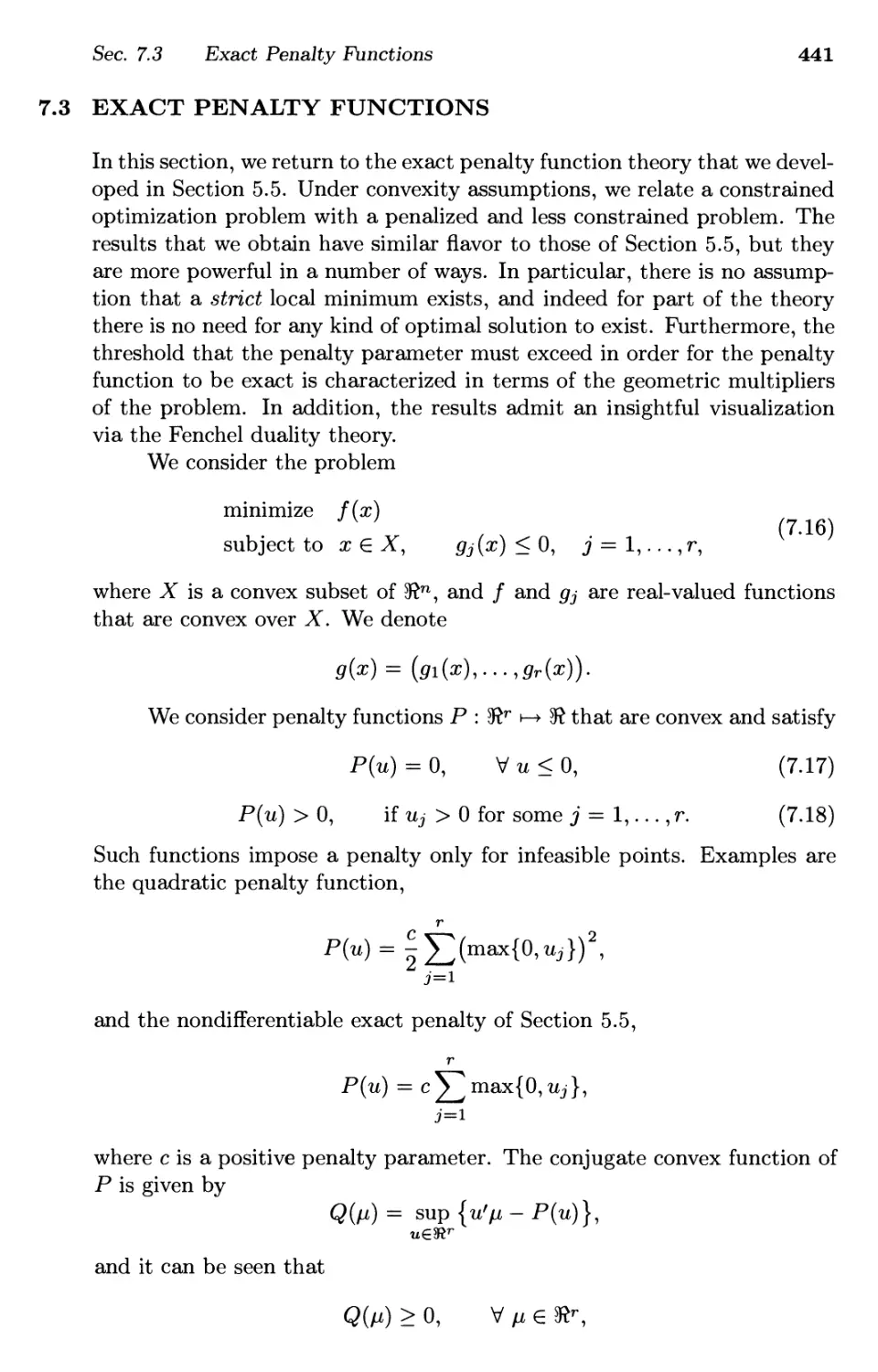 7.3. Exact Penalty Functions 441