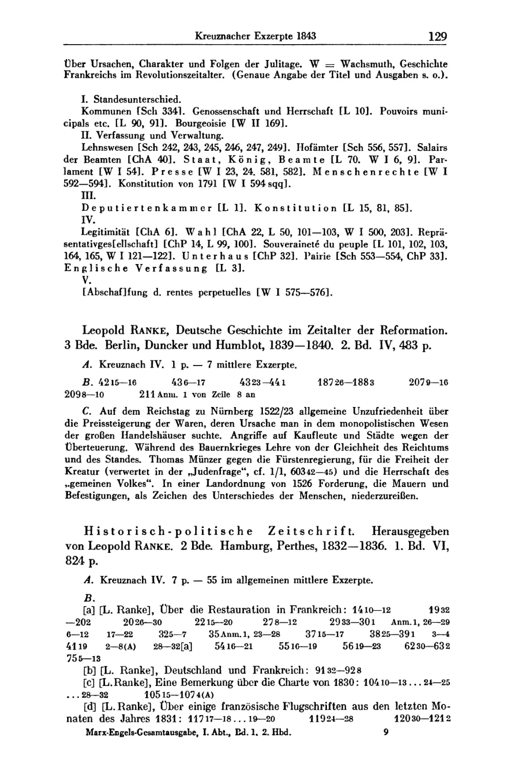 Ranke, Reformation
Ranke, Histor.-polit. Zeitschr.