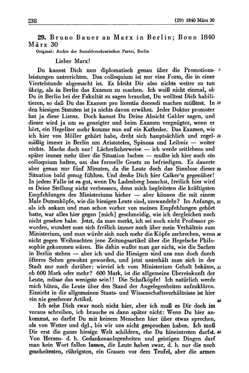 29. Bruno Bauer an Marx in Berlin; Bonn 1840 März 30