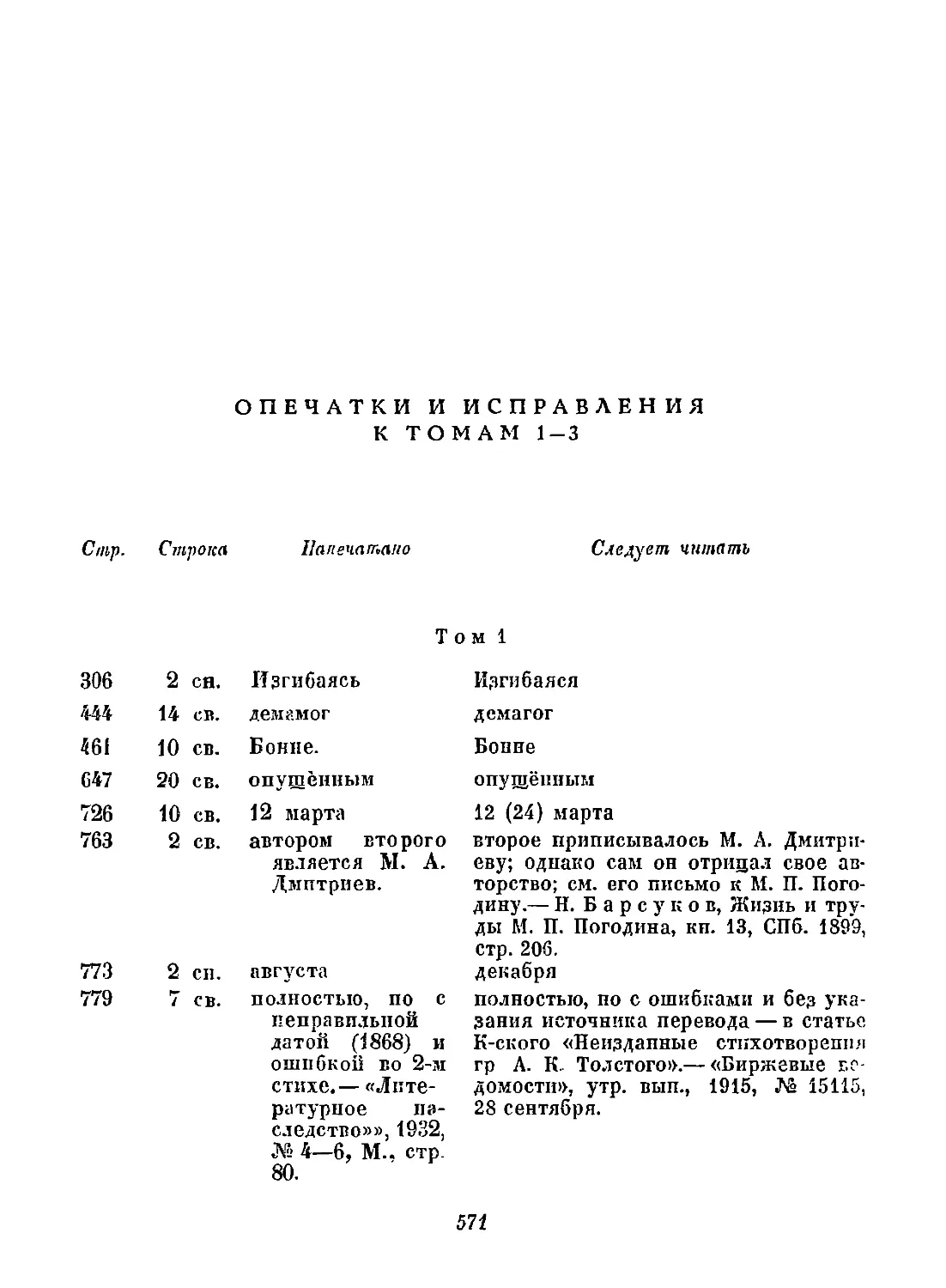 Опечатки и исправления к томам 1—3