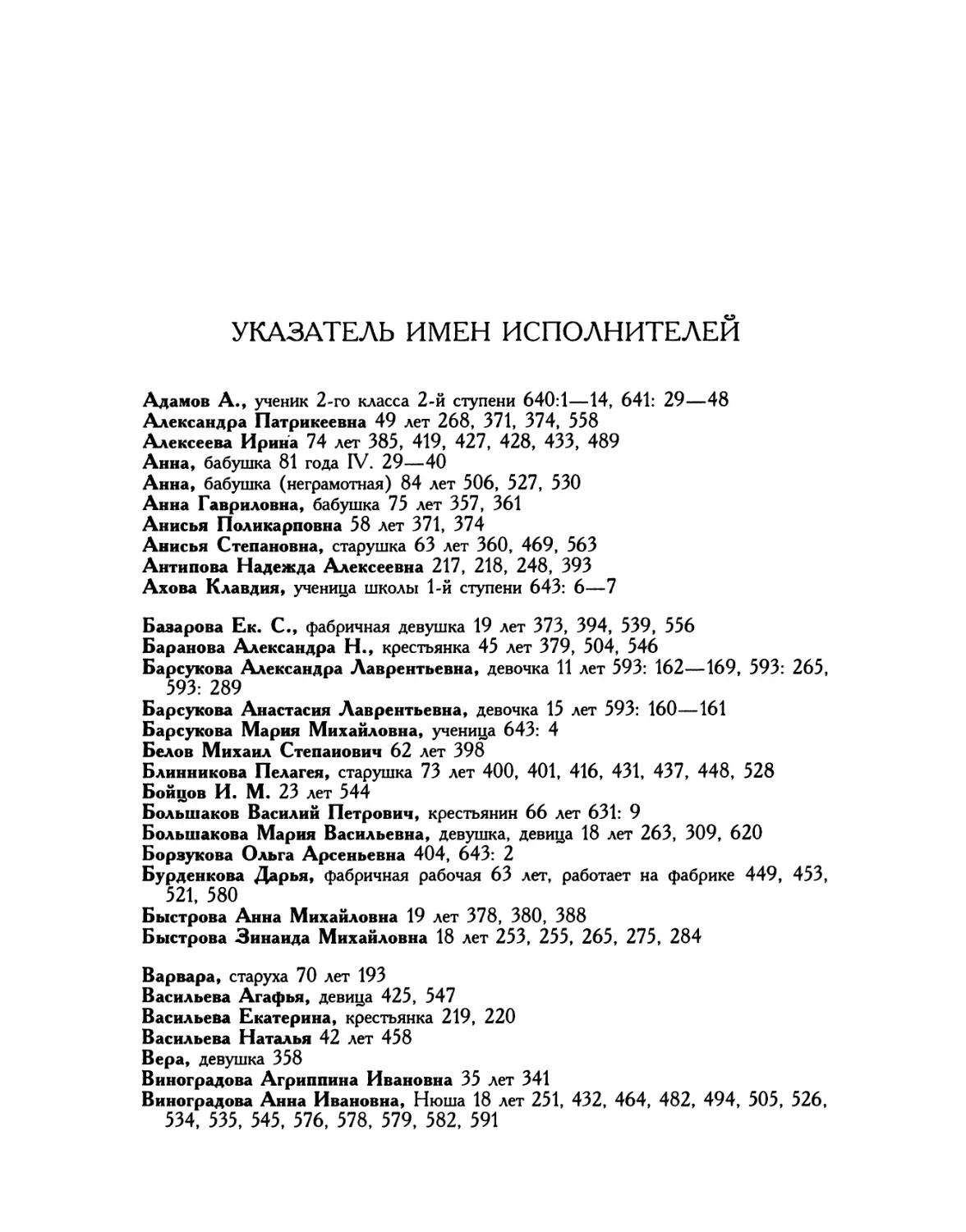 Указатель имен исполнителей