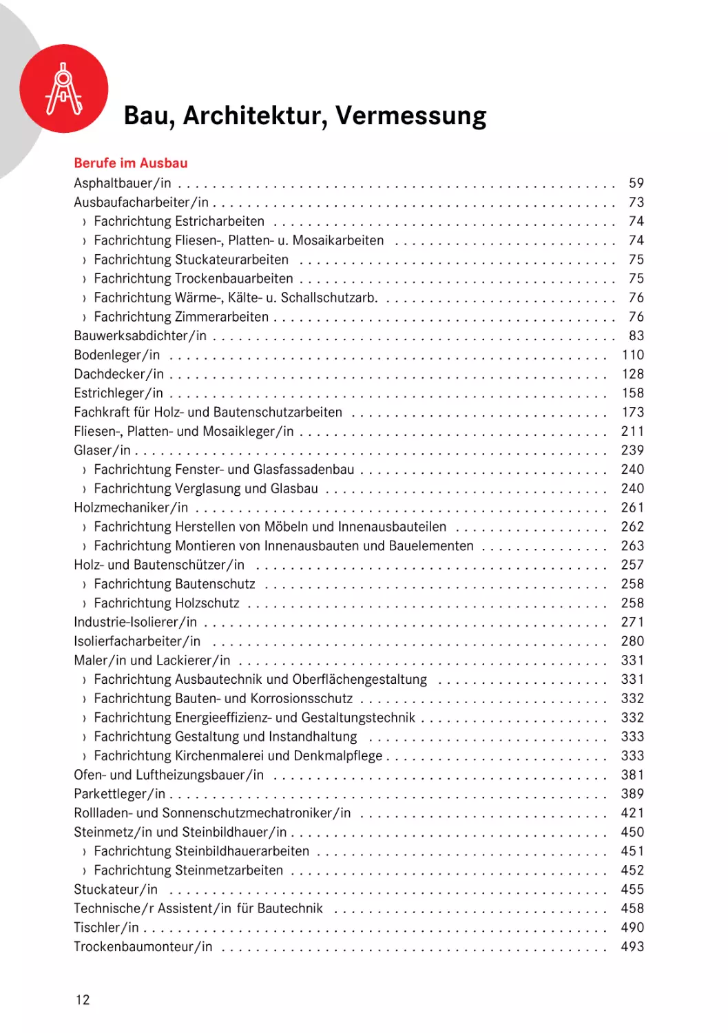 Bau, Architektur, Vermessung
Berufe im Ausbau