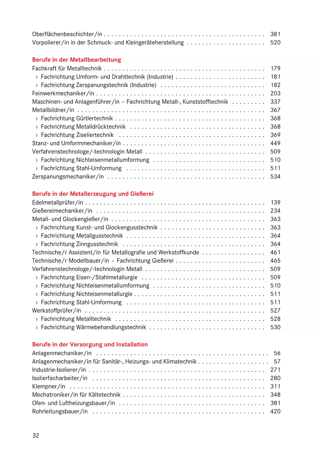 Berufe in der Metallbearbeitung
Berufe in der Metallerzeugung und Gießerei
Berufe in der Versorgung und Installation