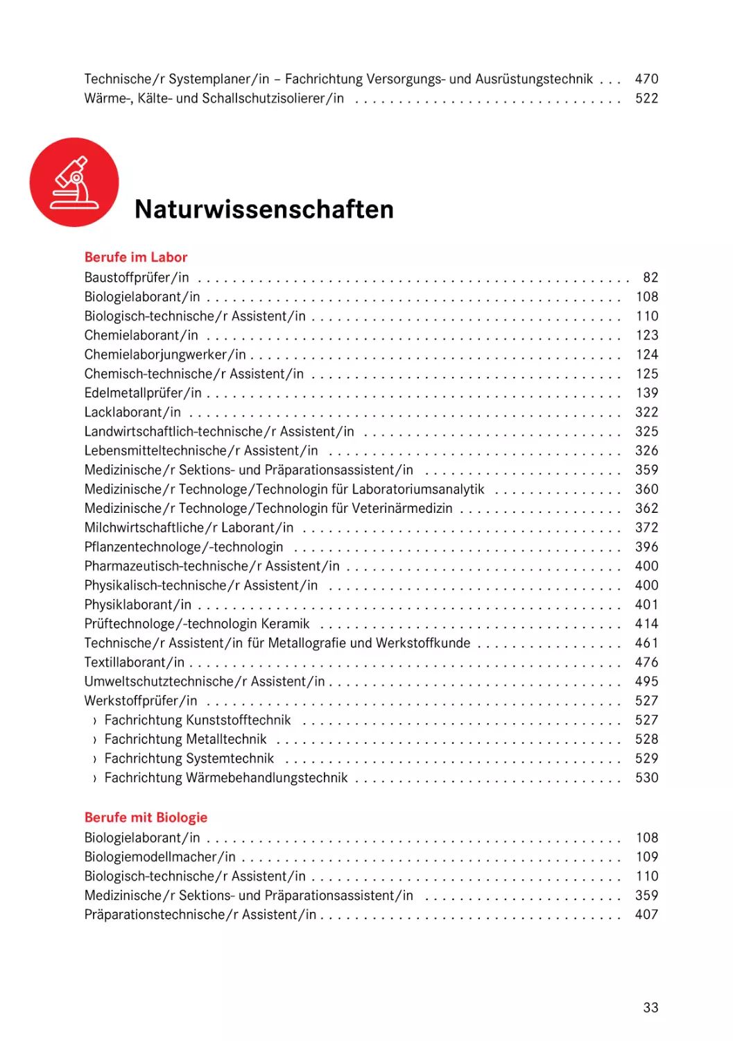 Naturwissenschaften
Berufe im Labor
Berufe mit Biologie