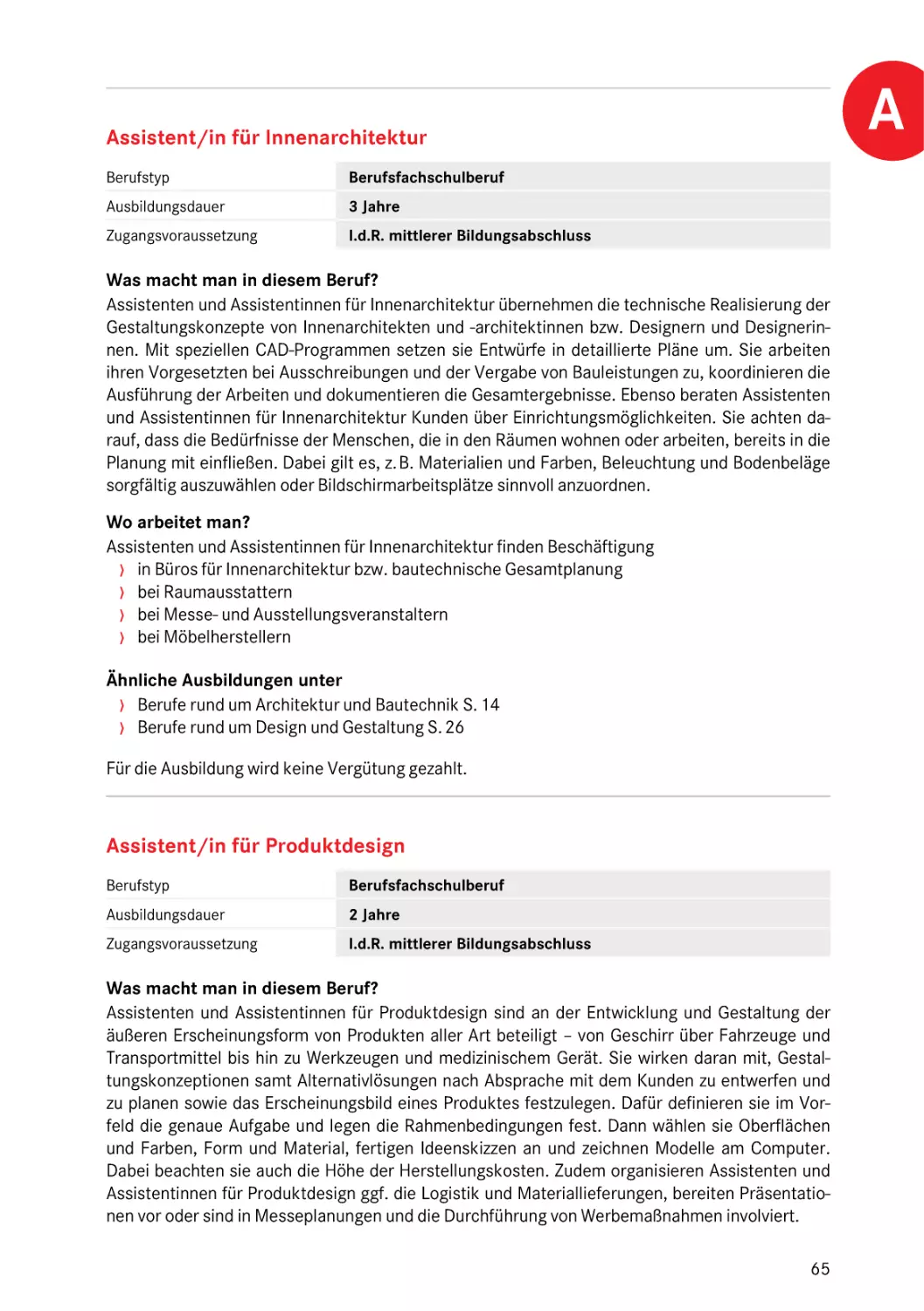 Assistent/in für Innenarchitektur
Assistent/in für Innenarchitektur
Assistent/in für Produktdesign
für Innenarchitektur
für Produktdesign
Designer/in
Assistent/in – für Produktdesign
Glasbildner/in
Assistent/in – für Produktdesign
Innenarchitekturassistent/in
Assistent/in – für Innenarchitektur