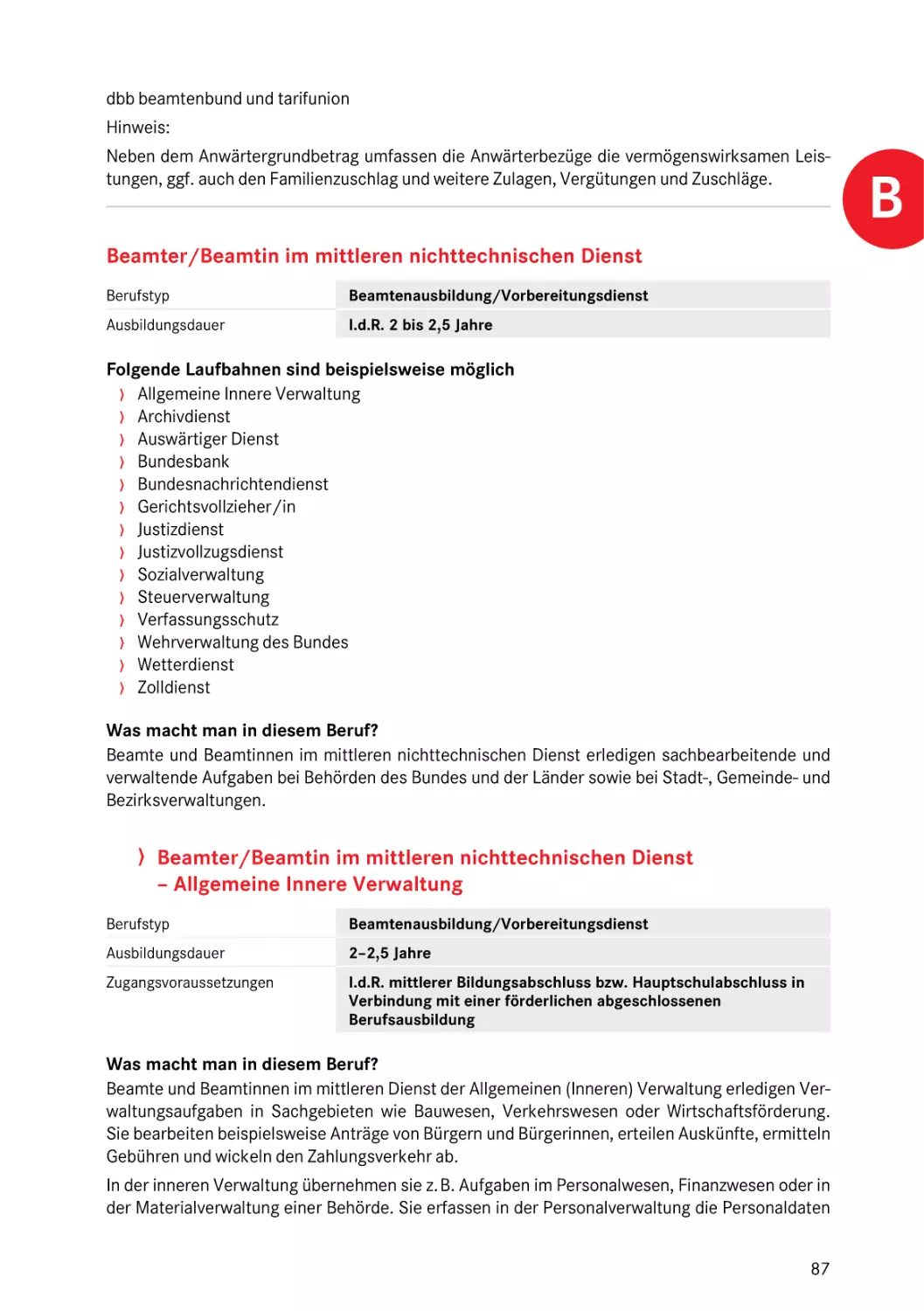 Beamter/Beamtin im mittleren nichttechnischen Dienst
Allgemeine Innere Verwaltung