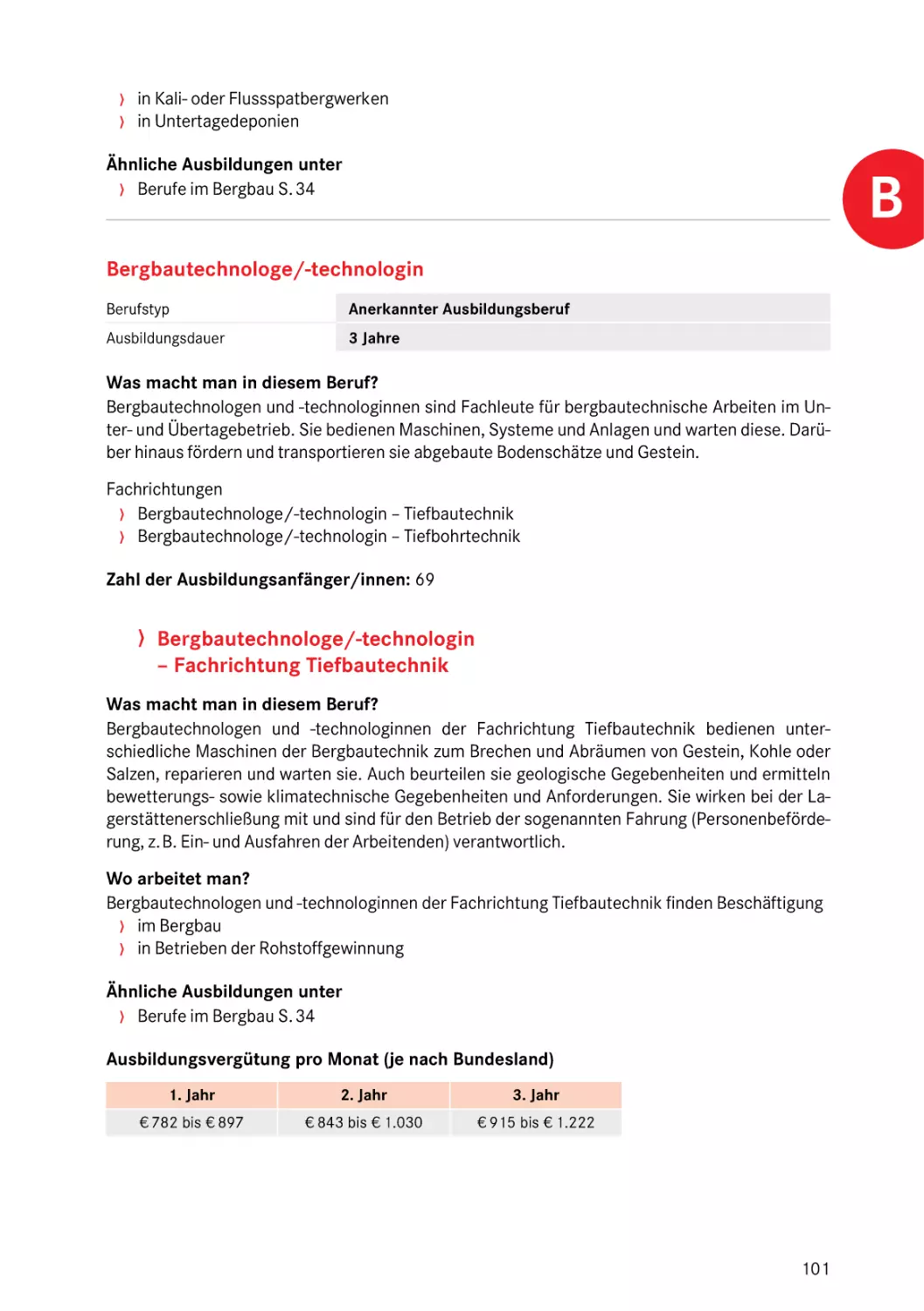 Bergbautechnologe/-technologin
Fachrichtung Tiefbautechnik
Bergbautechnologe/-technologin
Fachrichtung Tiefbautechnik