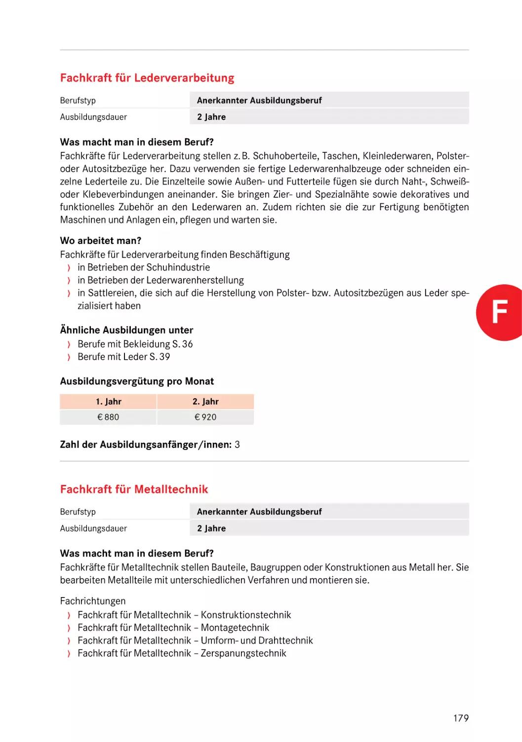 Fachkraft für Metalltechnik
Fachkraft für Metalltechnik
Fachkraft für Metalltechnik
Fachkraft für Metalltechnik
Fachkraft für Lederverarbeitung
Fachkraft für Lederverarbeitung
Drahtwarenmacher/in
Fachkraft für Metalltechnik
Drahtzieher/in
Fachkraft für Metalltechnik
Fachkraft für Lederverarbeitung
Fachkraft für Metalltechnik
Federmacher/in
Fachkraft für Metalltechnik
Fräser/in
Fachkraft für Metalltechnik
Gerätezusammensetzer/in
Fachkraft für Metalltechnik
Kabeljungwerker/in
Fachkraft für Metalltechnik
Maschinenzusammensetzer/in
Fachkraft für Metalltechnik
Metallschleifer/in
Fachkraft für Metalltechnik
Revolverdreher/in
Fachkraft für Metalltechnik
Schleifer/in
Fachkraft für Metalltechnik
Schuh- und Lederwarenstepper/in
Fachkraft für Lederverarbeitung
Teilezurichter/in
Fachkraft für Metalltechnik