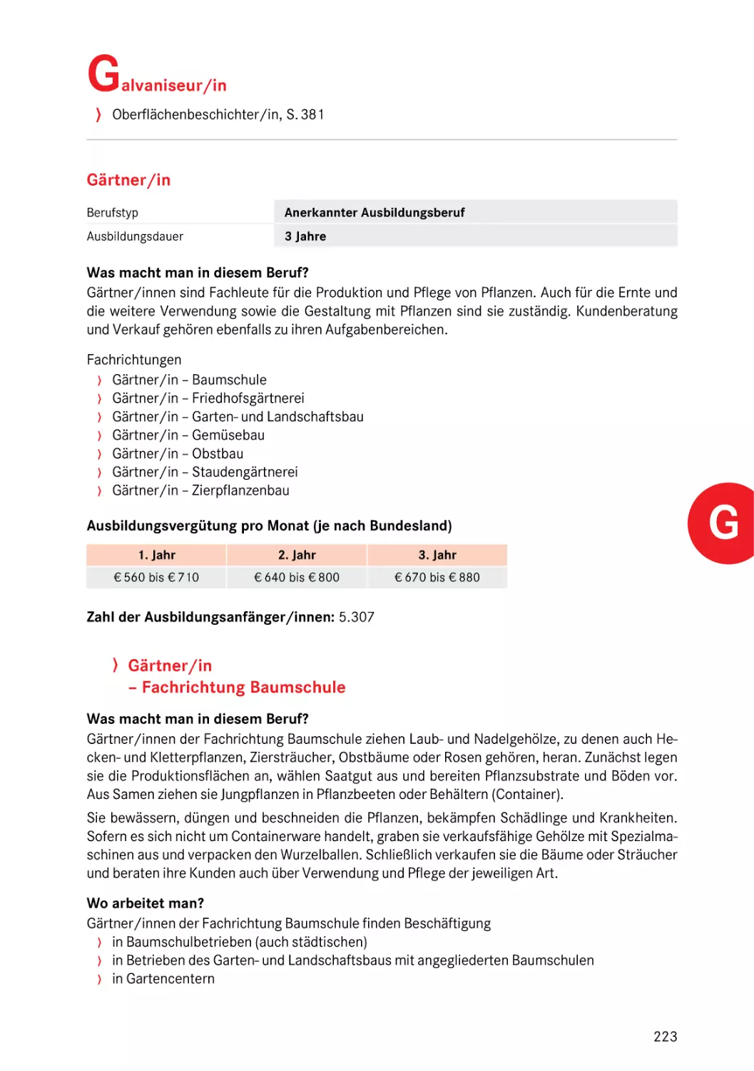 Gärtner/in
Fachrichtung Baumschule
G
Gärtner/in
Fachrichtung Baumschule