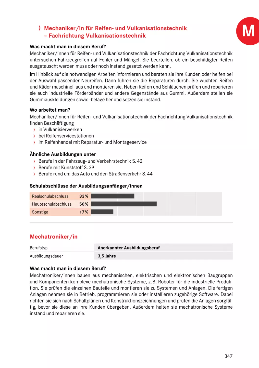 Mechatroniker/in
Mechatroniker/in
Fachrichtung Vulkanisationstechnik
Fachrichtung Vulkanisationstechnik
Mechatroniker/in
Fachrichtung Vulkanisationstechnik
Fachrichtung Vulkanisationstechnik
Mechatroniker/in