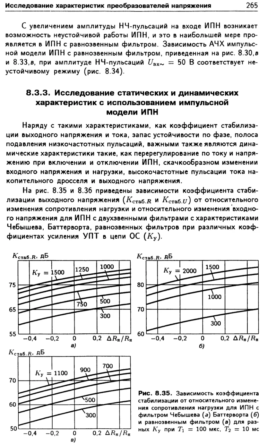 8.3.3. Исследование статических и динамических характеристик с использованием импульсной модели ИПН