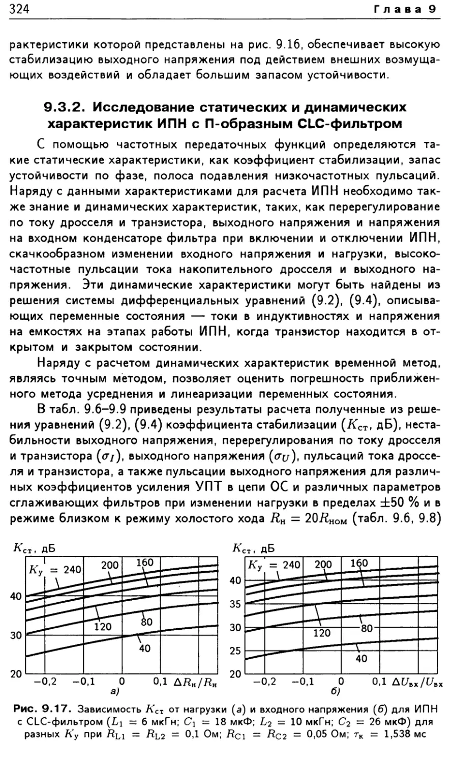 9.3.2. Исследование статических и динамических характеристик ИПН с П-образным CLC-фильтром