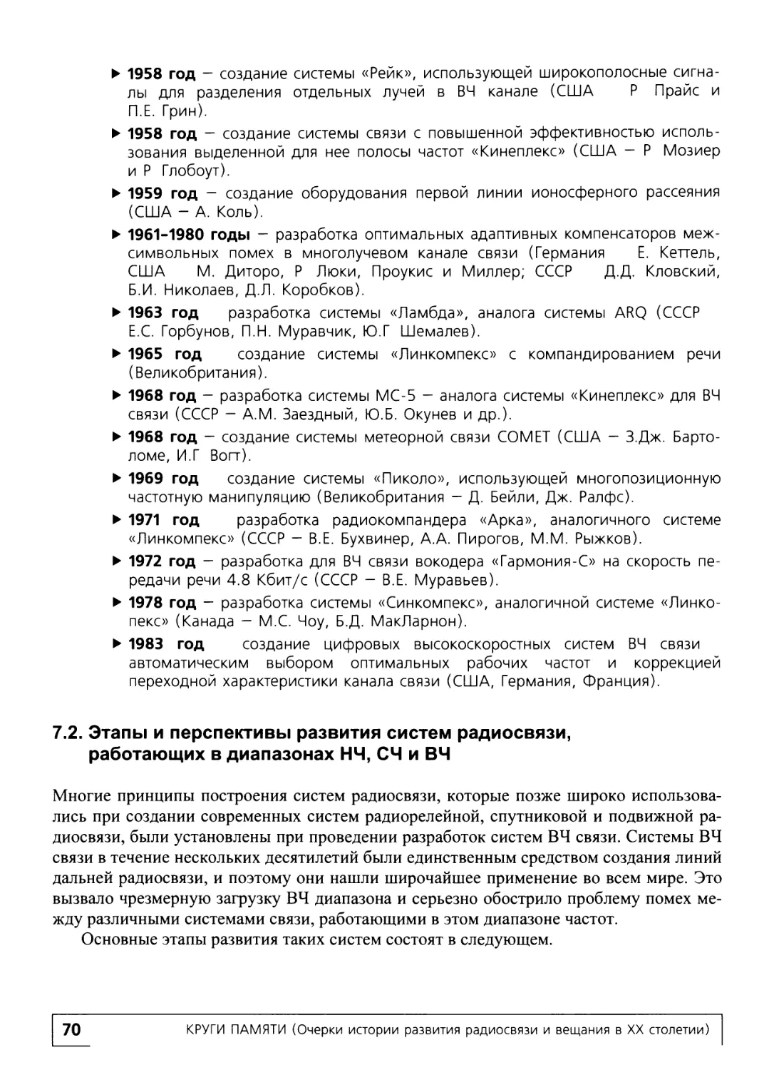 7.2. Этапы и перспективы развития систем радиосвязи, работающих в диапазонах НЧ. СЧ и ВЧ