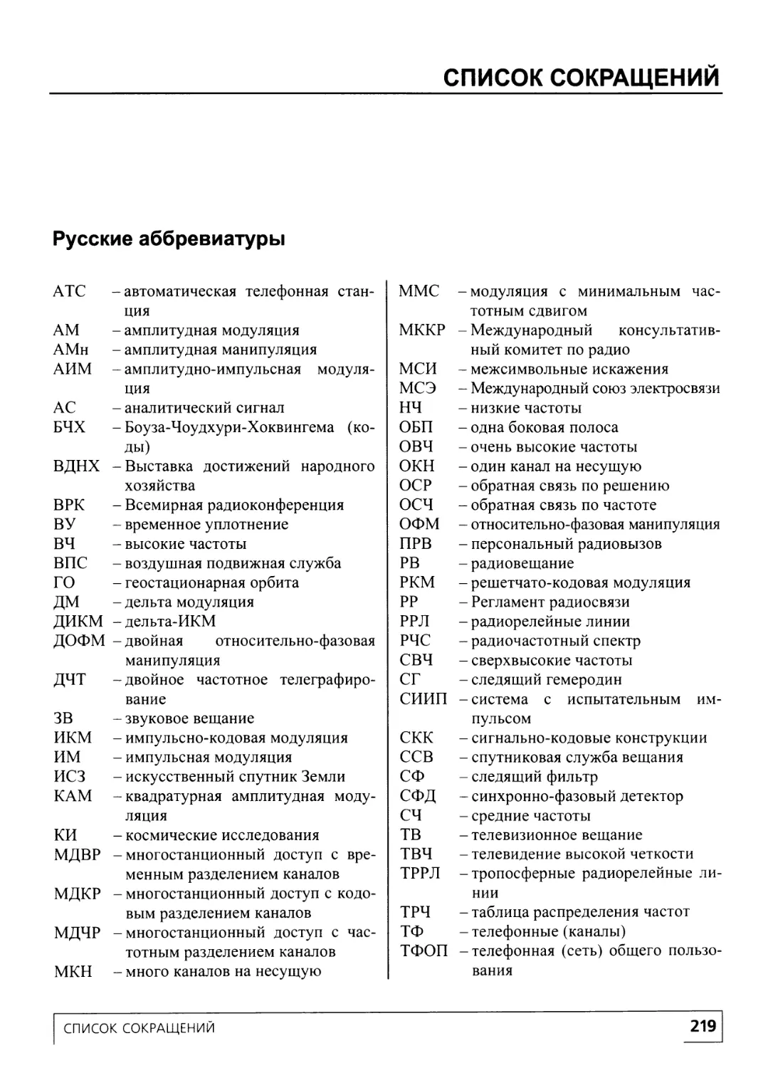 Список сокращений