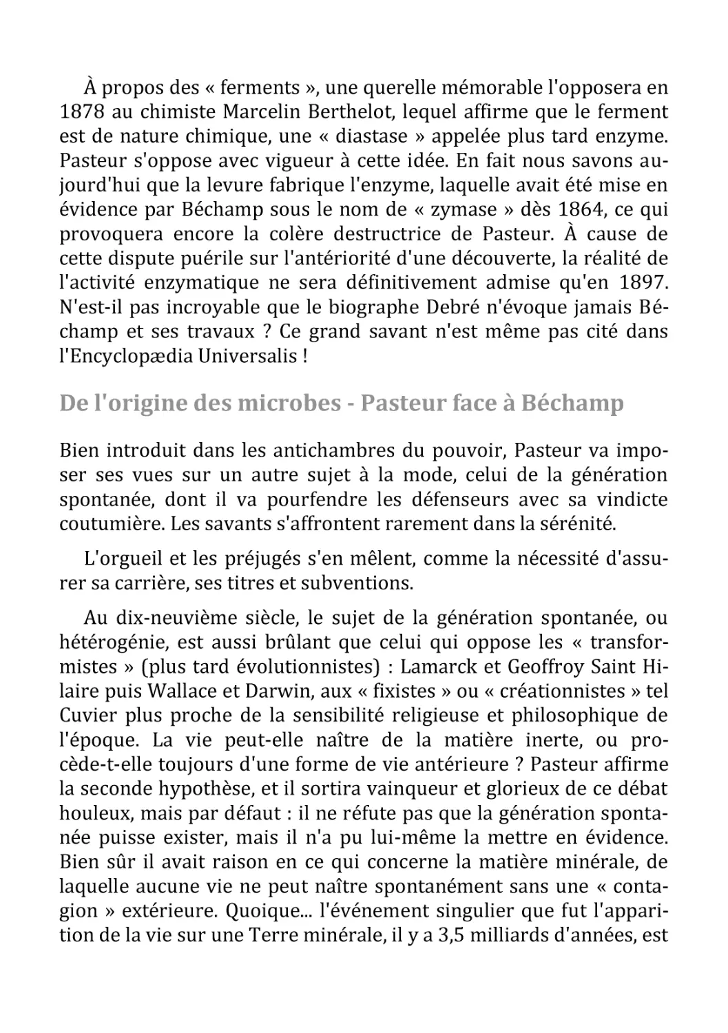 De l'origine des microbes - Pasteur face à Béchamp