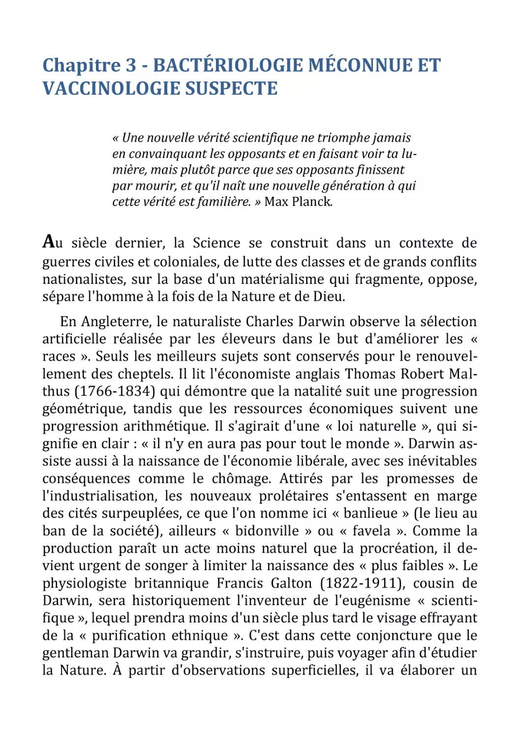 Chapitre 3 - BACTÉRIOLOGIE MÉCONNUE ET VACCINOLOGIE SUSPECTE