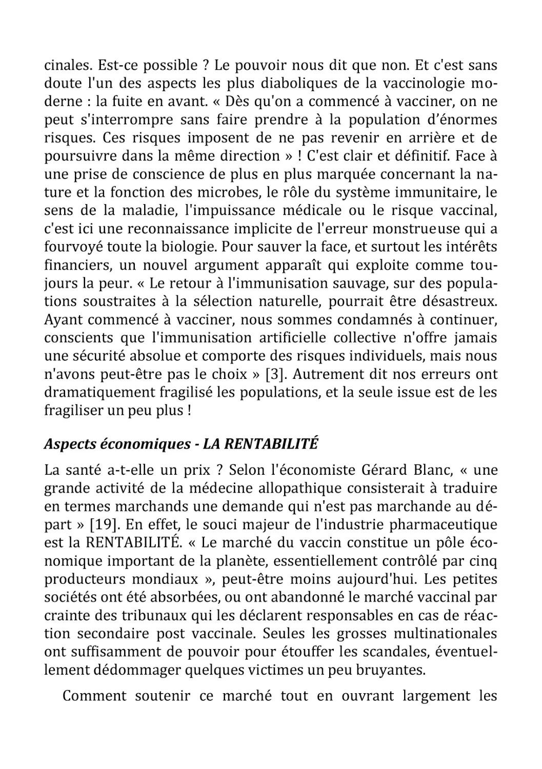 Aspects économiques - LA RENTABILITÉ