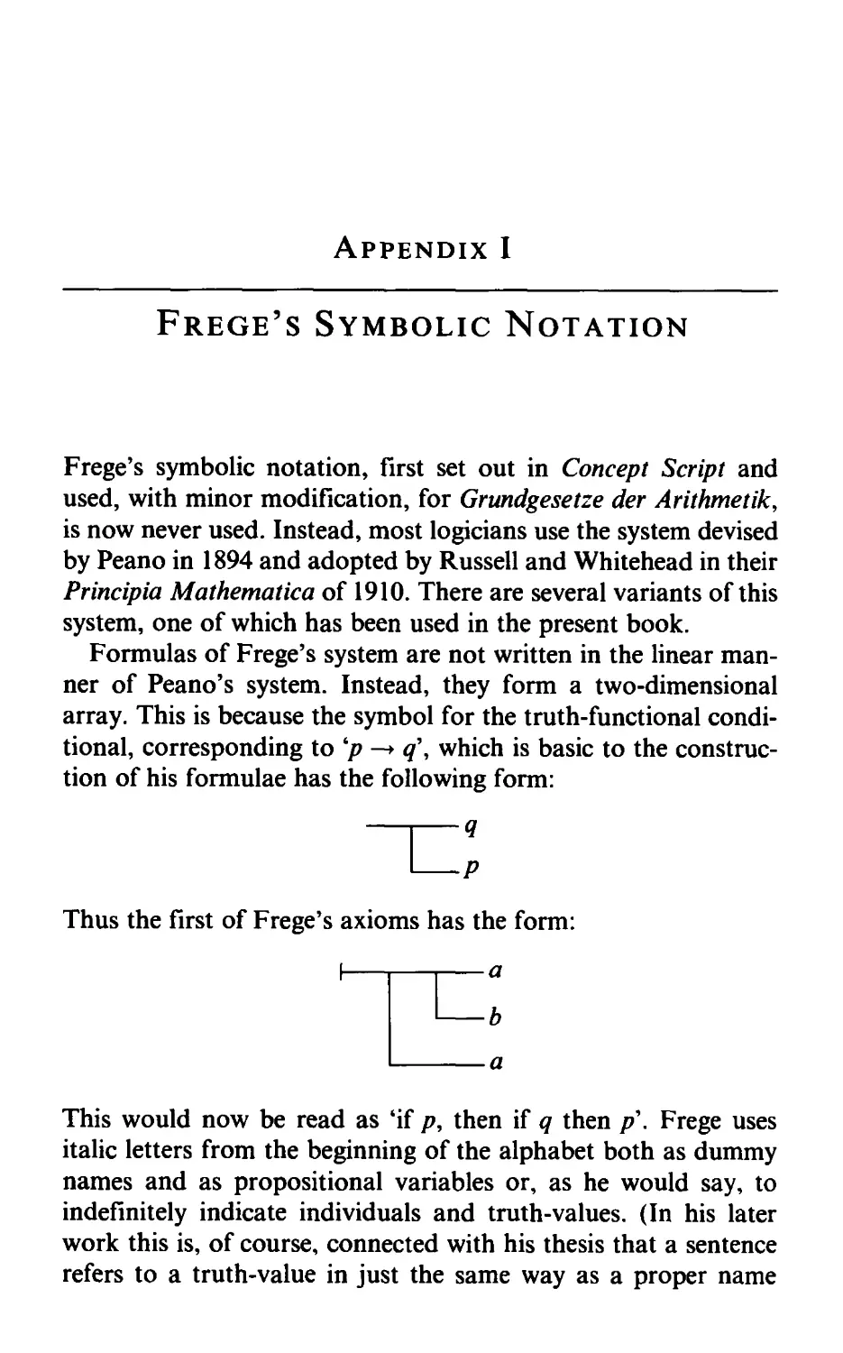 Appendix I. Frege's Symbolic Notation
