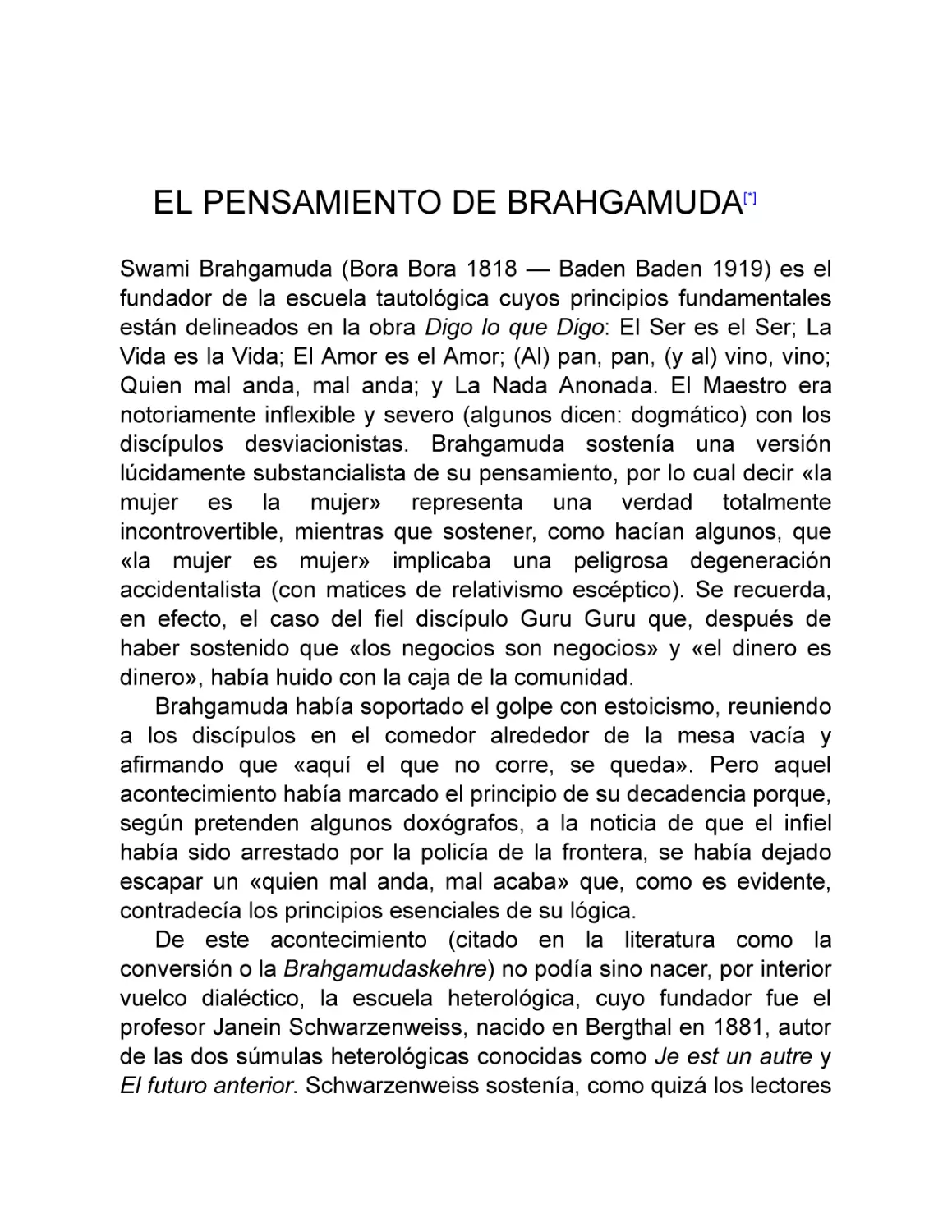 El pensamiento de Brahgamuda