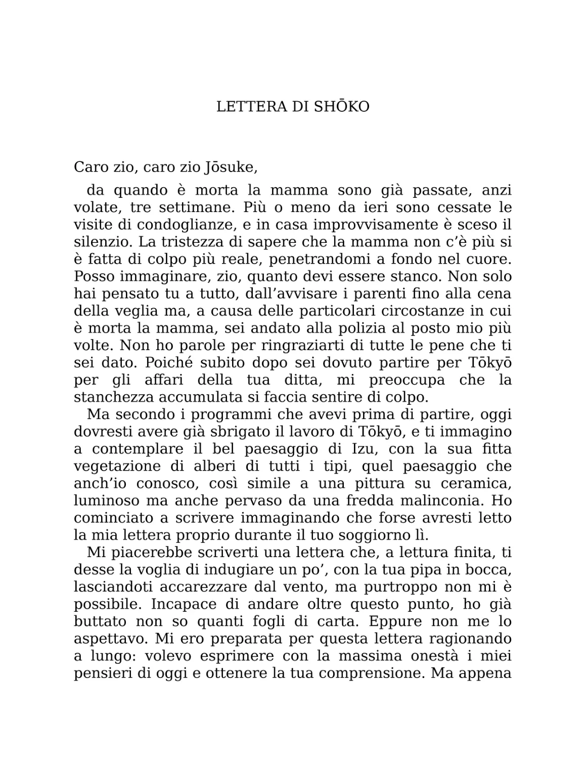 Lettera di Shōko