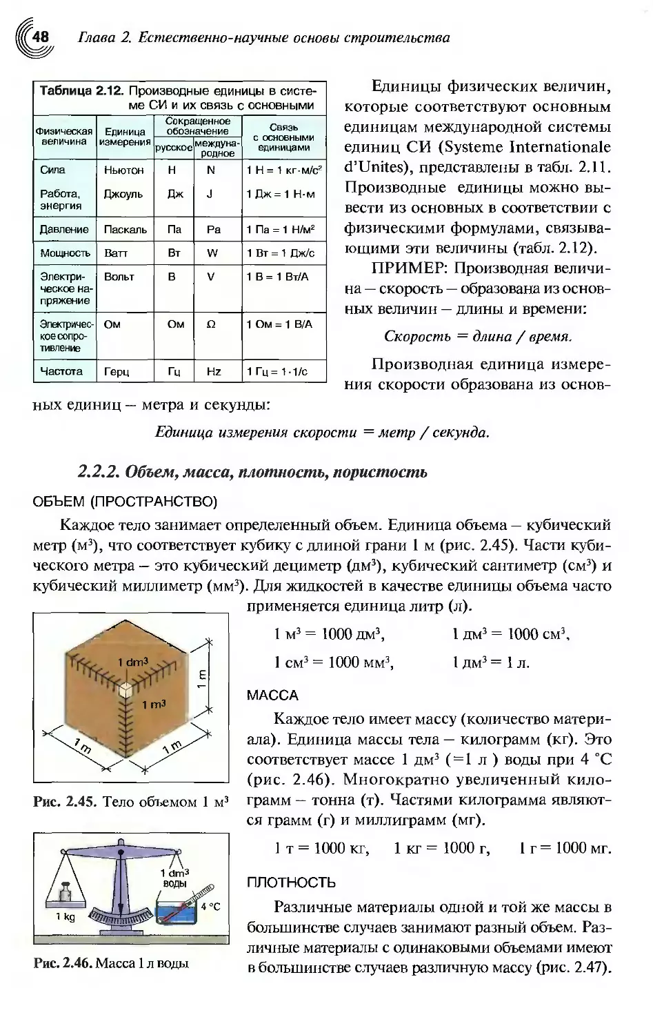 2 масса объем плотность