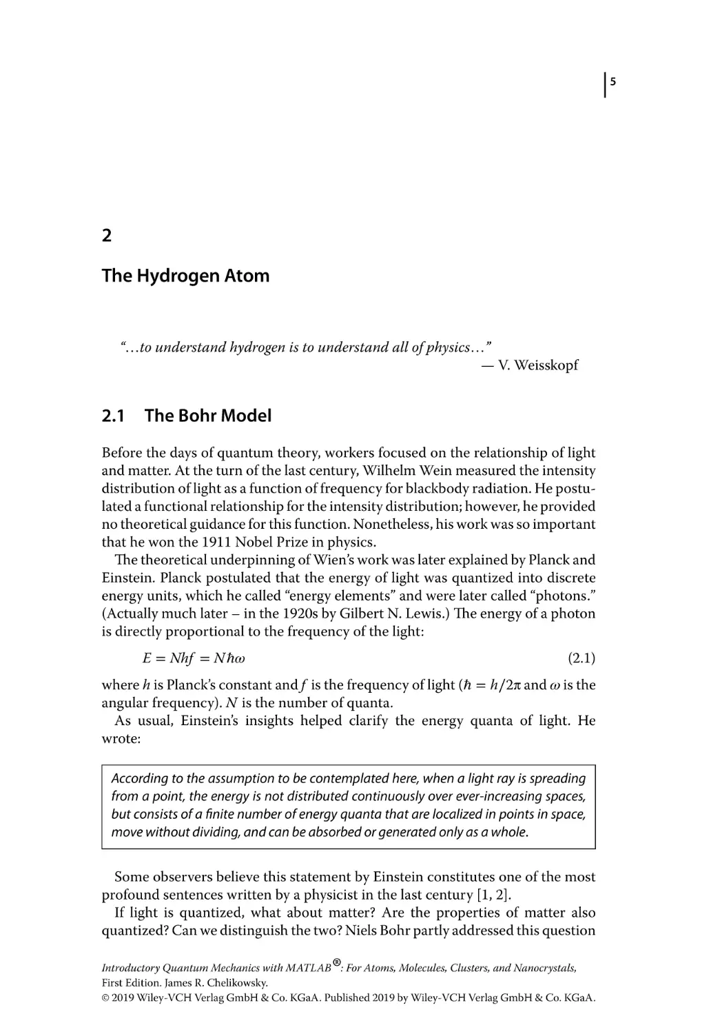 2 The Hydrogen Atom
2.1 The Bohr Model