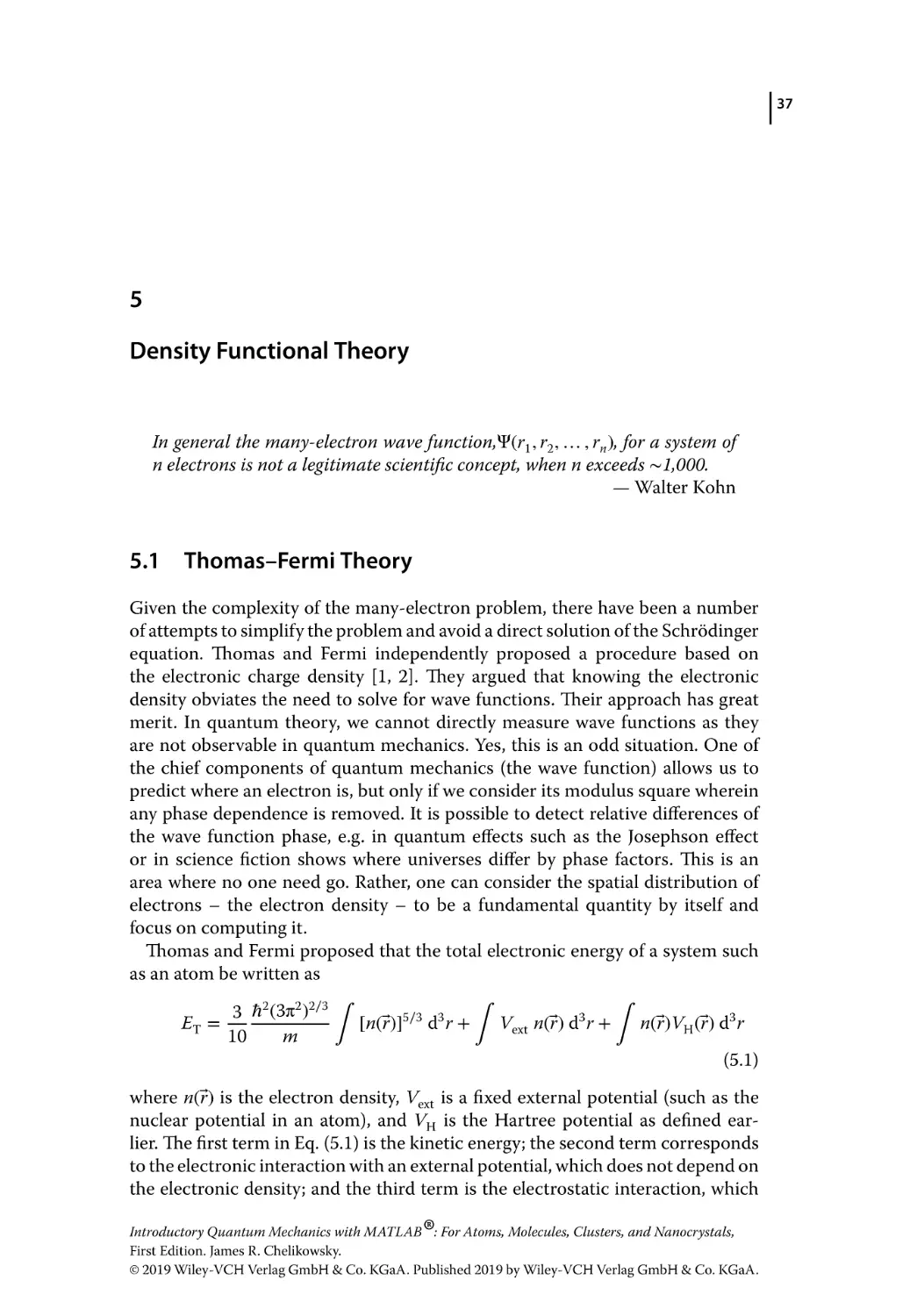 5 Density Functional Theory
5.1 Thomas–Fermi Theory