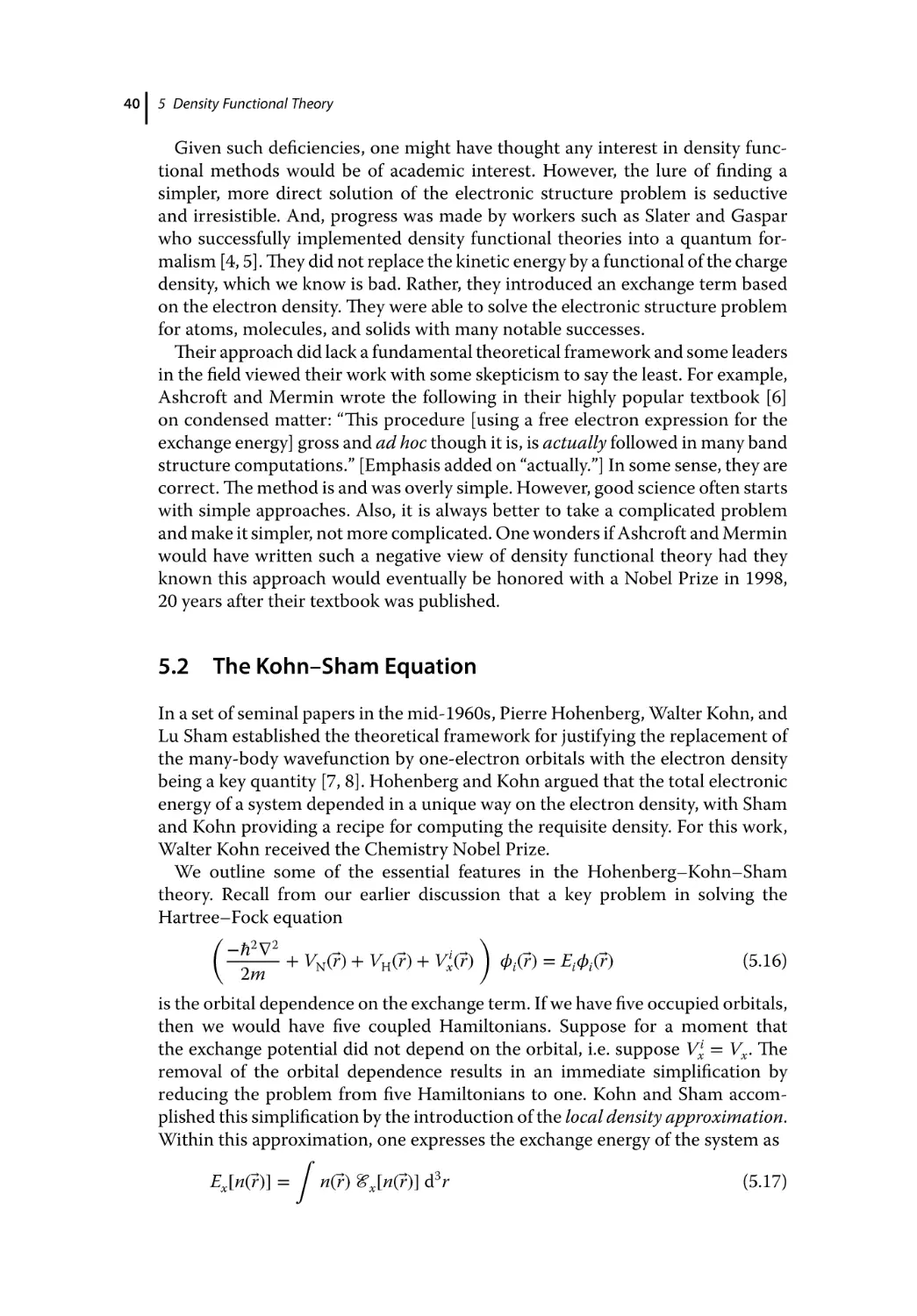 5.2 The Kohn–Sham Equation