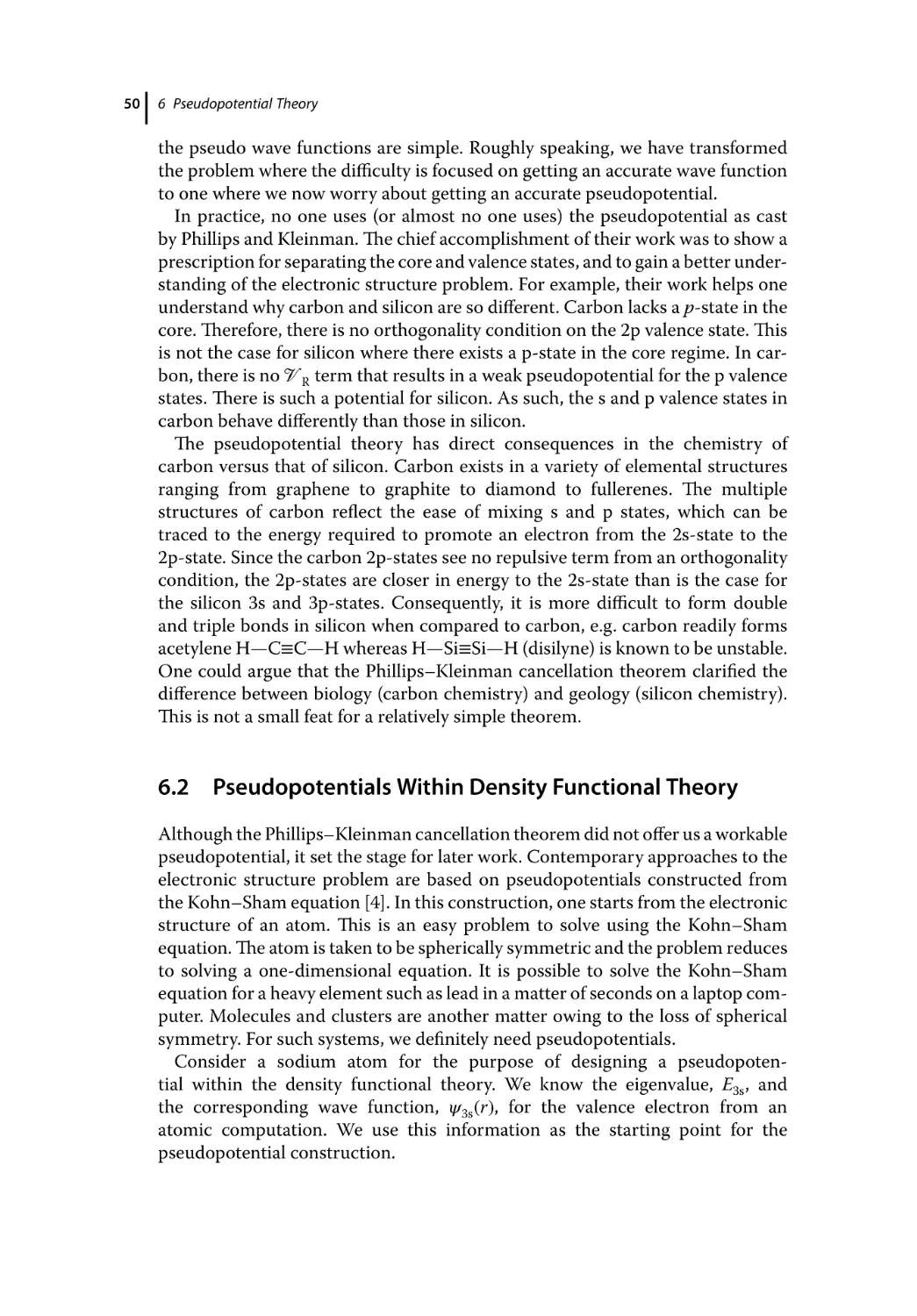 6.2 PseudopotentialsWithin Density Functional Theory