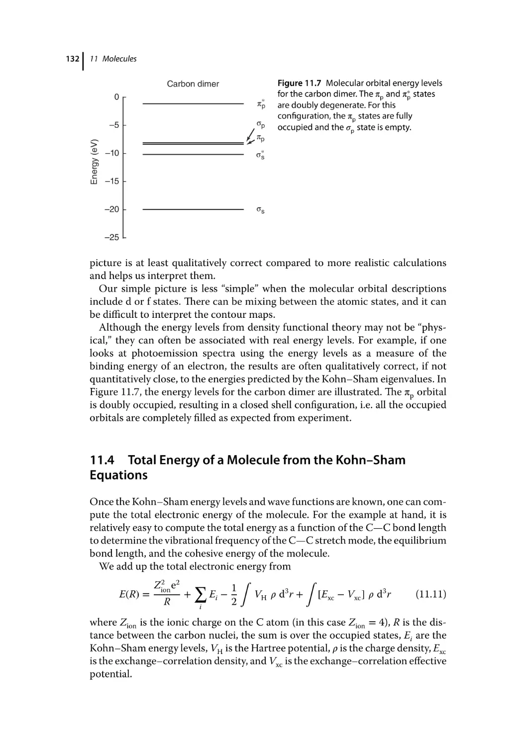 11.4 Total Energy of a Molecule fromthe Kohn–Sham Equations