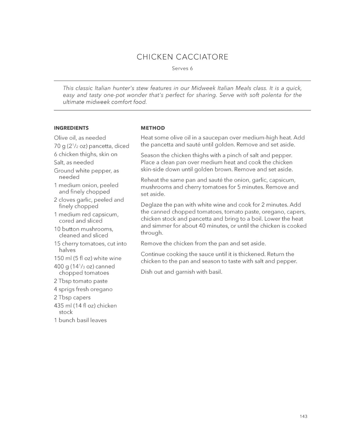 CHICKEN CACCIATORE