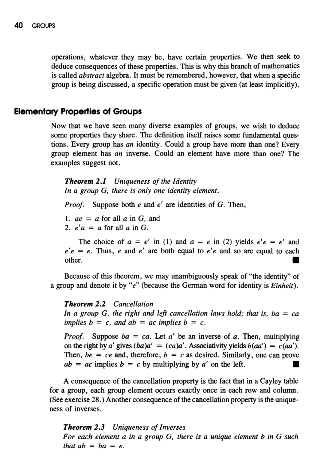 Elementary Properties of Groups