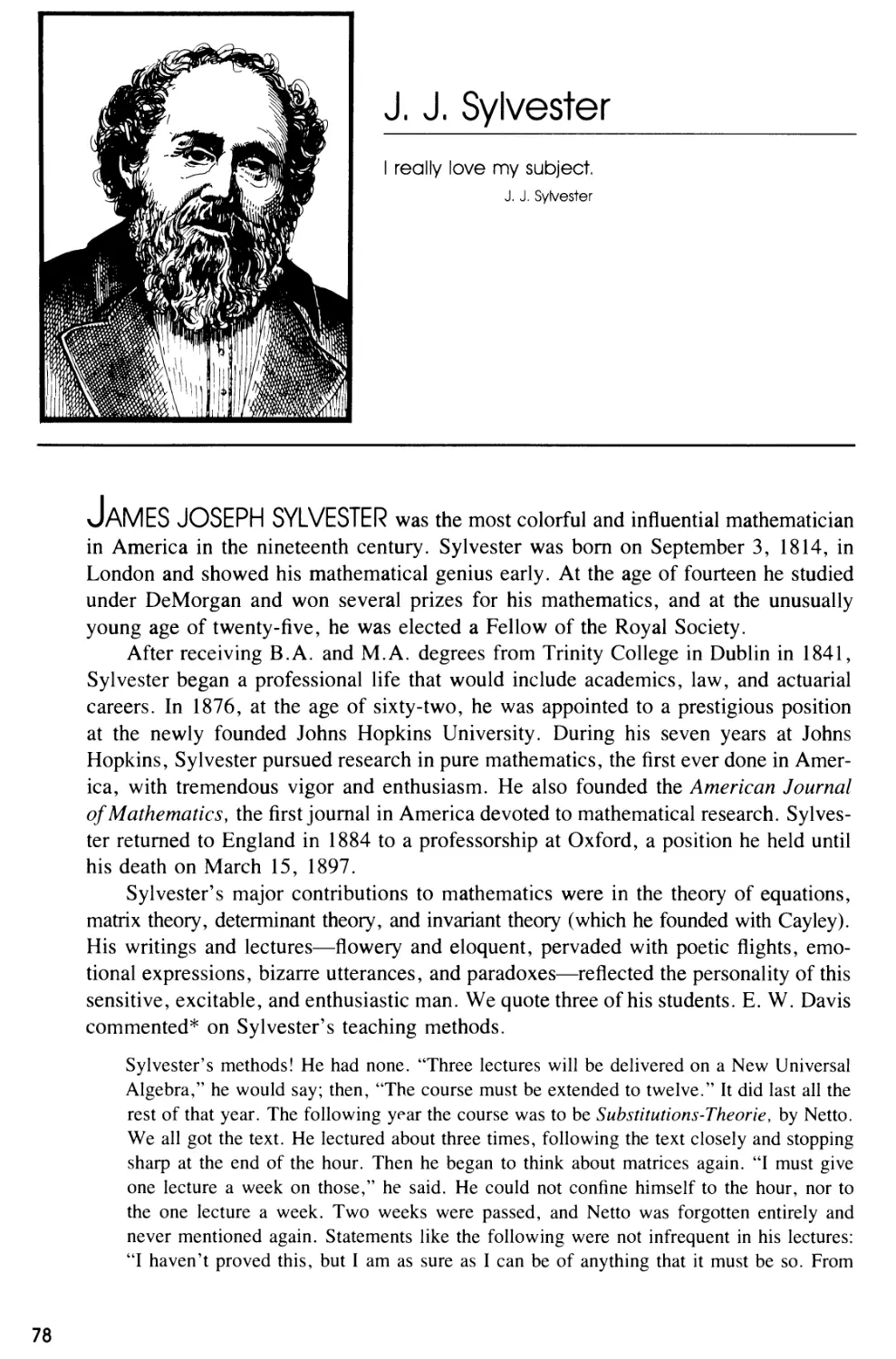 Biography of J. J. Sylvester
