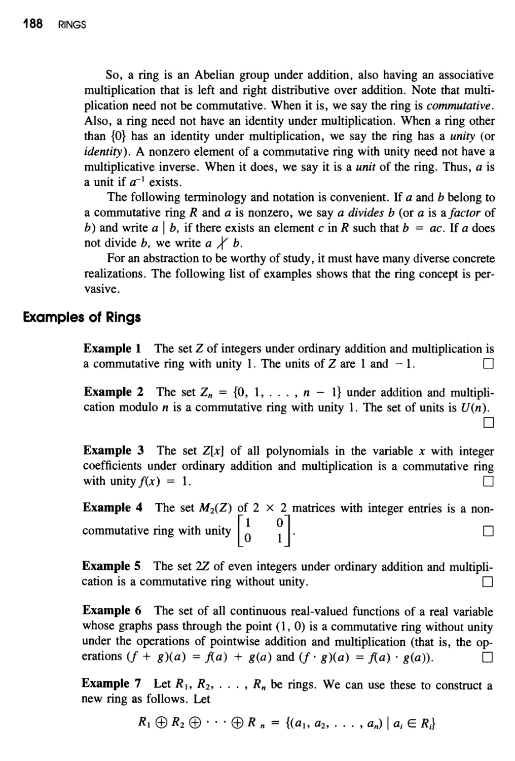 Examples of Rings