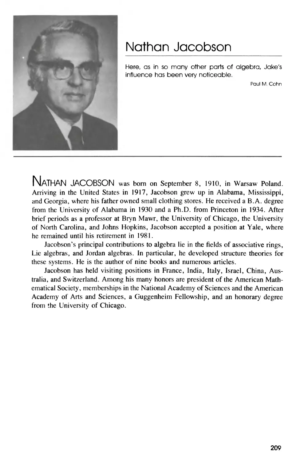 Biography of Nathan Jacobson