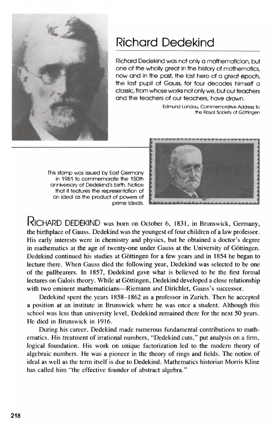 Biography of Richard Dedekind