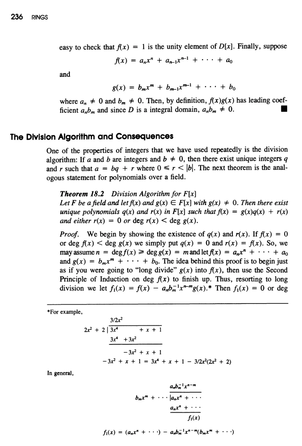 The Division Algorithm and Consequences
