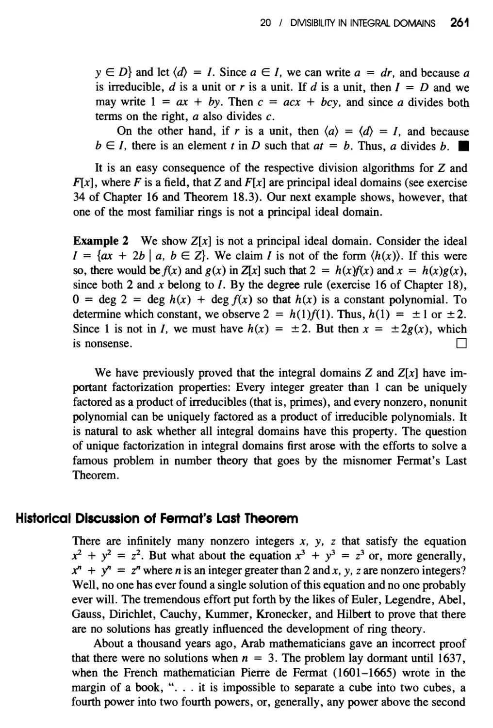 Historical Discussion of Fermat's Last Theorem
