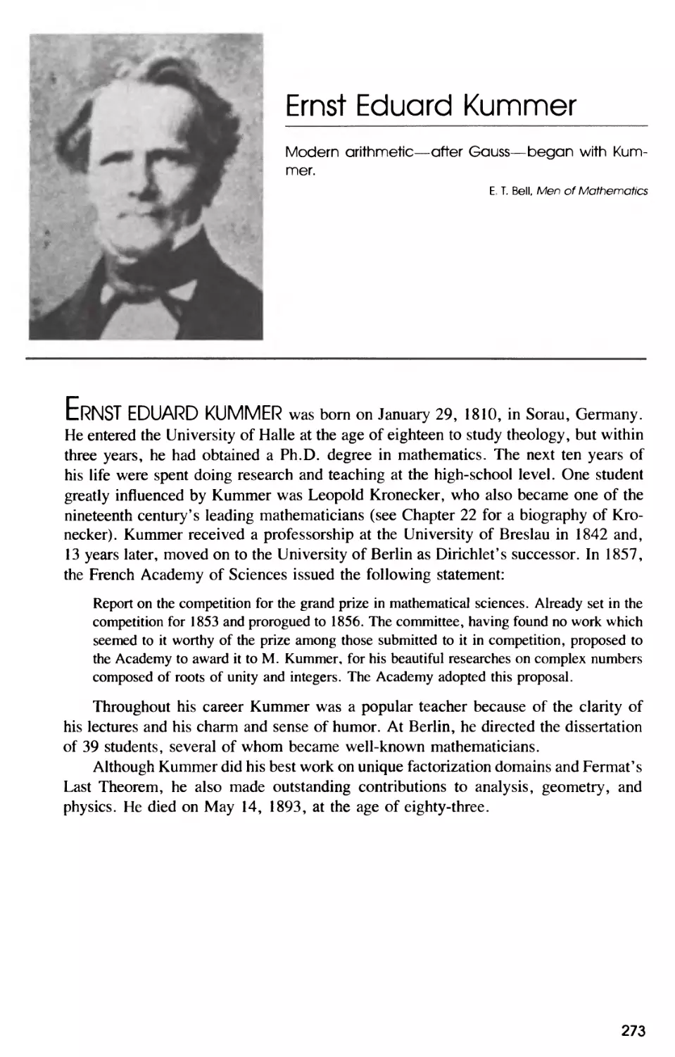 Biography of Ernst Eduard Kummer