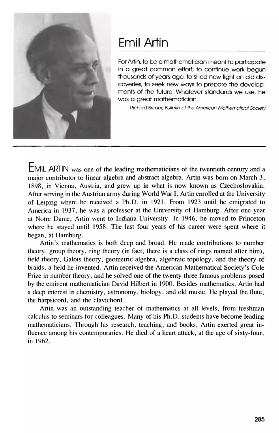 Biography of Emil Artin
