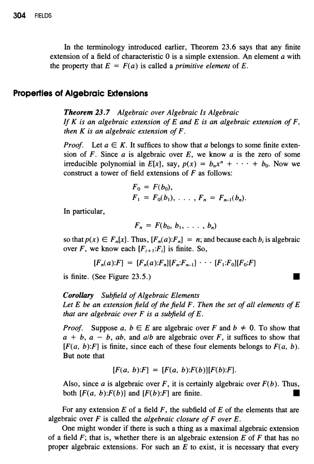 Properties of Algebraic Extensions